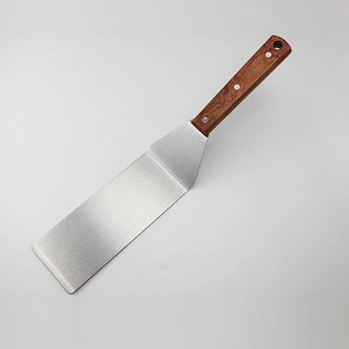 Rustfritt Stål Spatel Skrape med Trehåndtak Grill Vender | Skanto