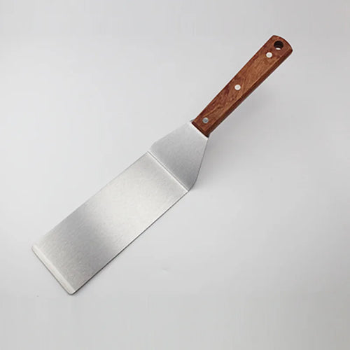 Rustfritt Stål Spatel Skrape med Trehåndtak Grill Vender | Skanto