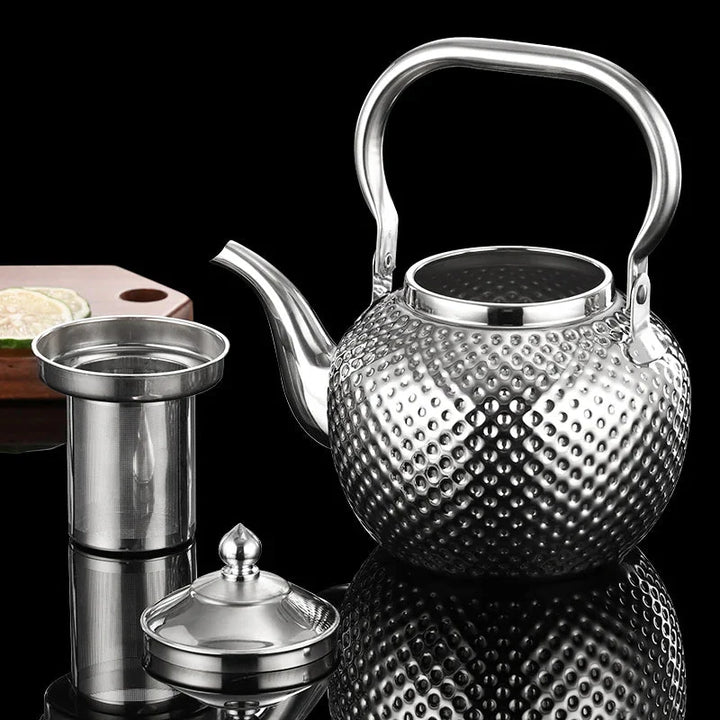 Rustfritt Stål Komfyrkjele Restaurant Teapot med Avtakbar Tefilter | Skanto
