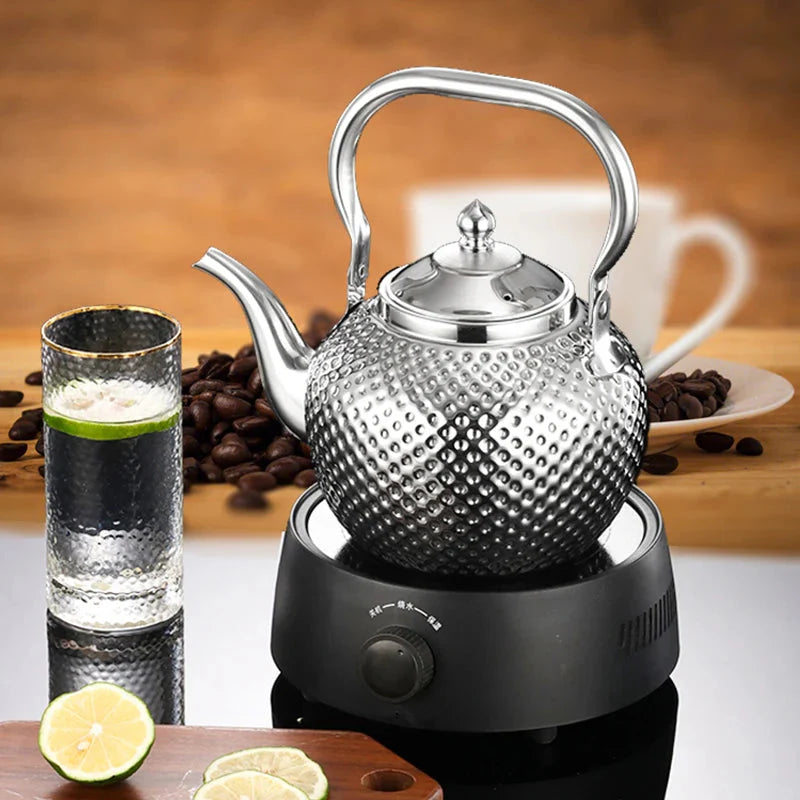 Rustfritt Stål Komfyrkjele Restaurant Teapot med Avtakbar Tefilter | Skanto