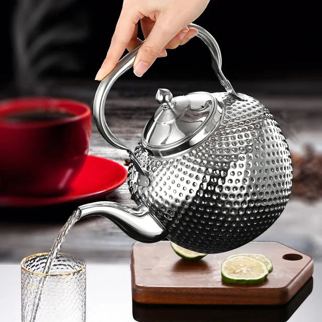 Rustfritt Stål Komfyrkjele Restaurant Teapot med Avtakbar Tefilter | Skanto