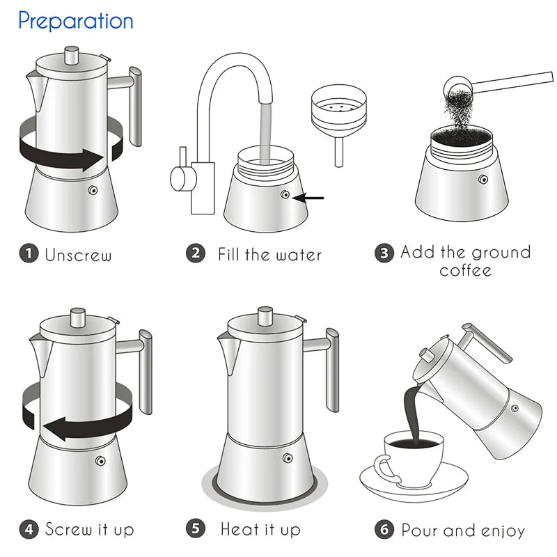 Rustfritt stål komfyr espresso maker Moka Pot kaffemaskin | Skanto