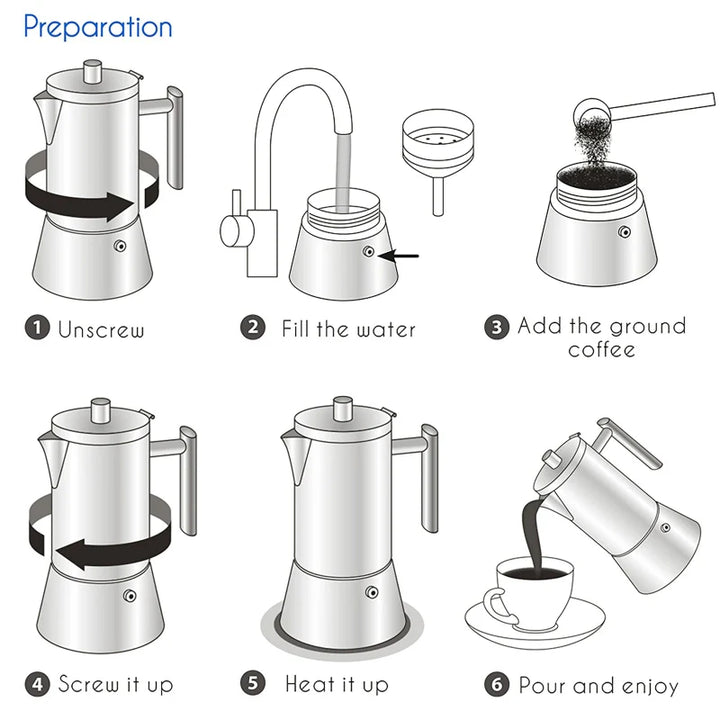 Rustfritt stål komfyr espresso maker Moka Pot kaffemaskin | Skanto