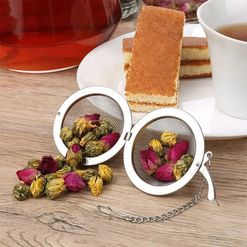 Rustfritt Stål Te Ball Infuser Mesh Løs Te Sil med Kjede | Skanto