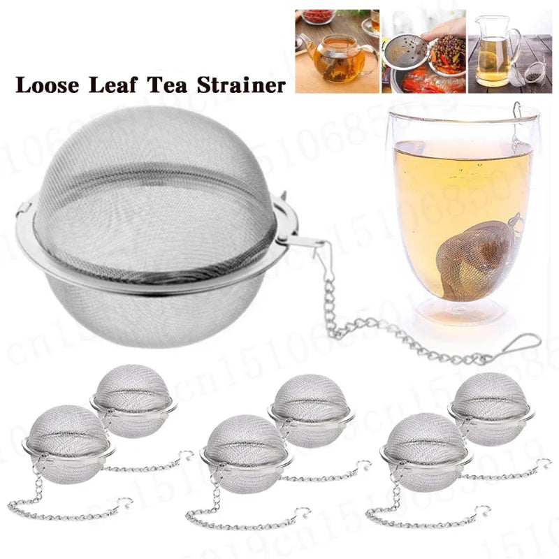 Rustfritt stål teball infuser mesh løs te sil med kjede | Skanto