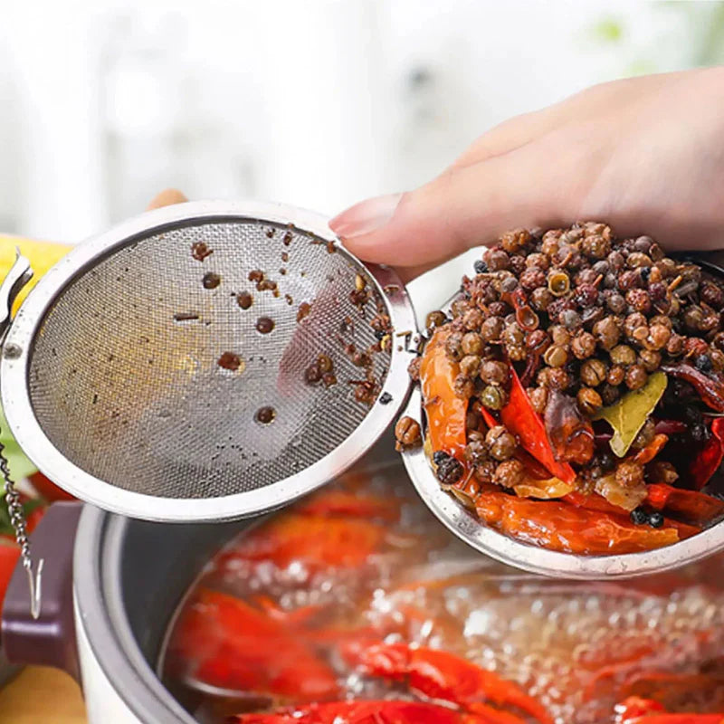 Rustfritt stål teball infuser mesh løs te sil med kjede | Skanto