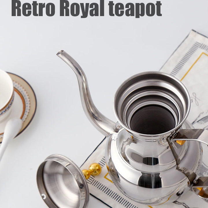 Rustfritt Stål Tekanne Restaurant Retro Kongelig Tekanne Med Te Sil | Skanto