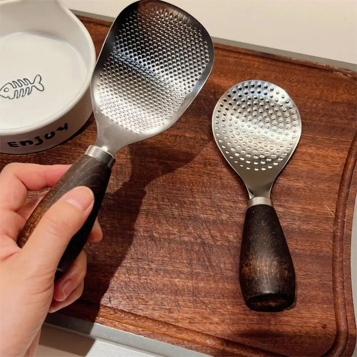 Rustfritt stål vertikal ris spade spatula trehåndtak ris skje | Skanto