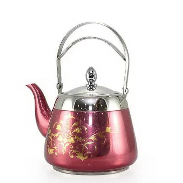 Rustfritt Stål Vannkanne Blomstermønster Palass Teapot Te Kanne | Skanto