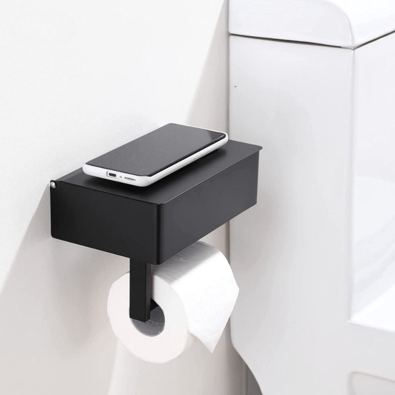 Skanto | SteelDeluxe Toalettpapirholder – Rustfritt stål med multifunksjonell vanntett hyllesystem for moderne bad