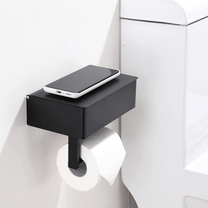Skanto | SteelDeluxe Toalettpapirholder – Rustfritt stål med multifunksjonell vanntett hyllesystem for moderne bad