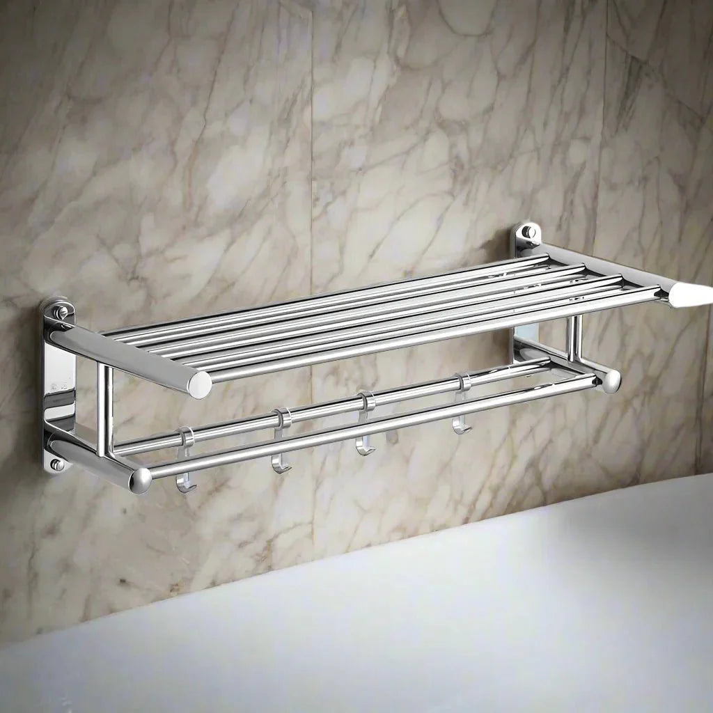 Skanto | SteelRack Stainless Steel Håndkleholder – Plassbesparende Veggstativ med Moderne Minimalistisk Design for Bad og Kjøkken