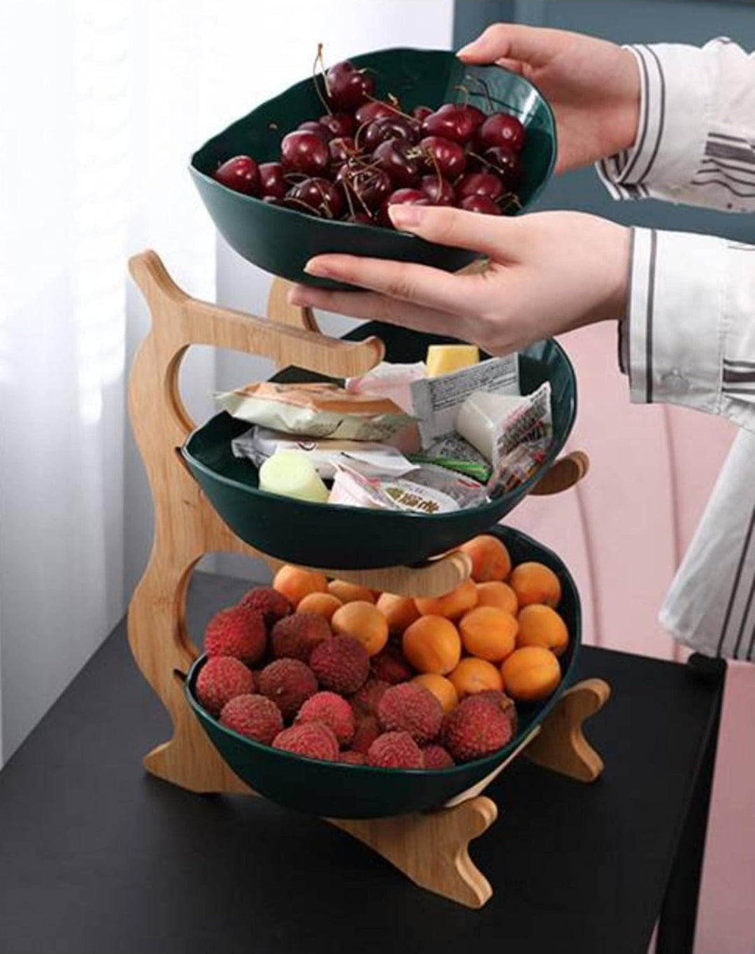 Skanto | Stilig metallfruktholder med 2 eller 3 lag - StackFruit