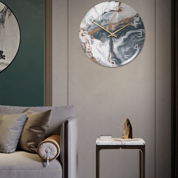 Skanto | Stilig Veggklokke med Marmorstruktur - MarbleTime