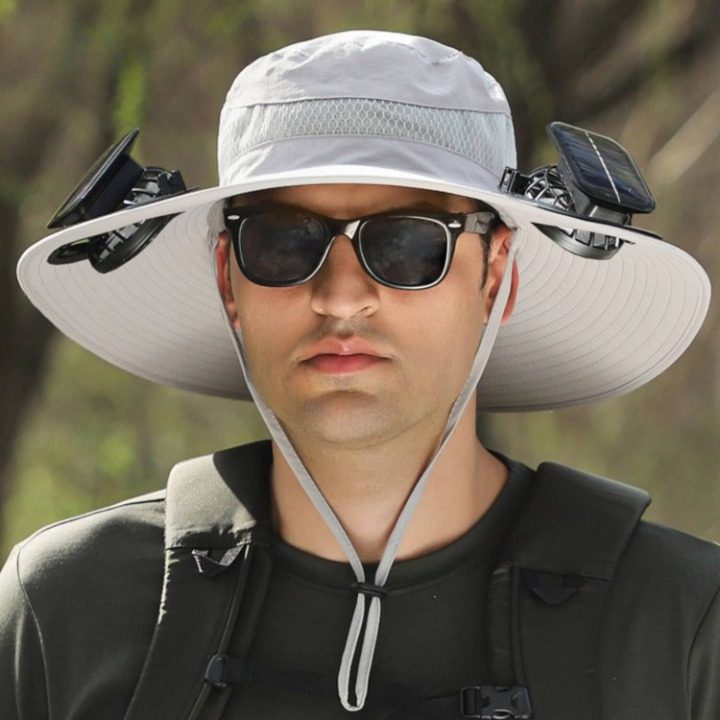 Solcelle-drevet hatt med vifte og UV-beskyttelse - SolarCool VentiHat | Skanto