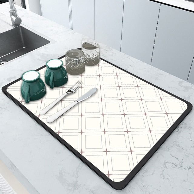 Super Absorbent Dreneringsmat Kjøkken Baderom Blandebatteri Absorberende Matte | Skanto