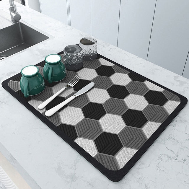 Super Absorbent Dreneringsmat Kjøkken Baderom Blandebatteri Absorberende Matte | Skanto