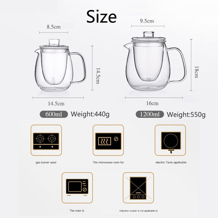 Teaware Glass Tekanne for Komfyr Varmebestandig Eksplosjon Te Infuser | Skanto