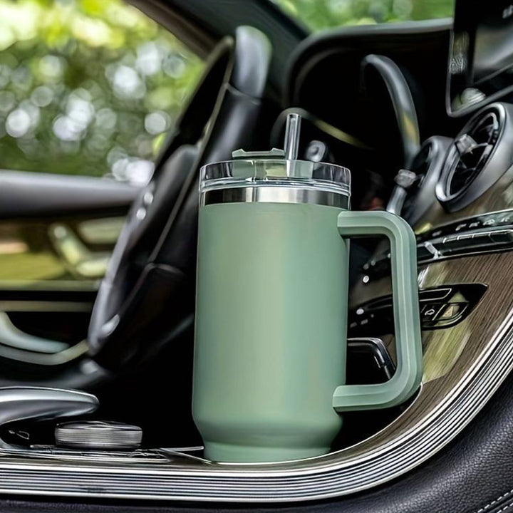 Tumbler Termokopp 1200 ml med håndtak, lokk og sugerør | Skanto