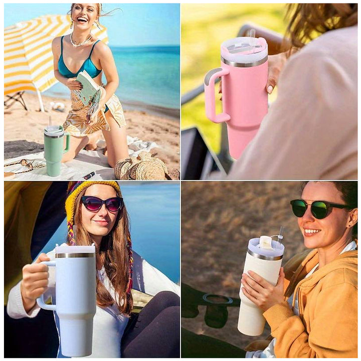 Tumbler Termokopp 1200 ml med håndtak, lokk og sugerør | Skanto