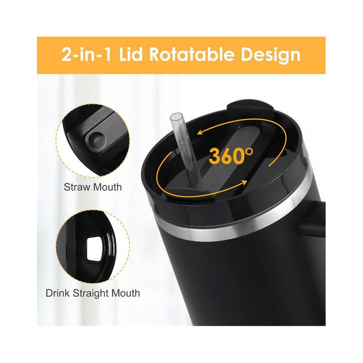 Tumbler Termokopp 1200 ml med håndtak, lokk og sugerør | Skanto