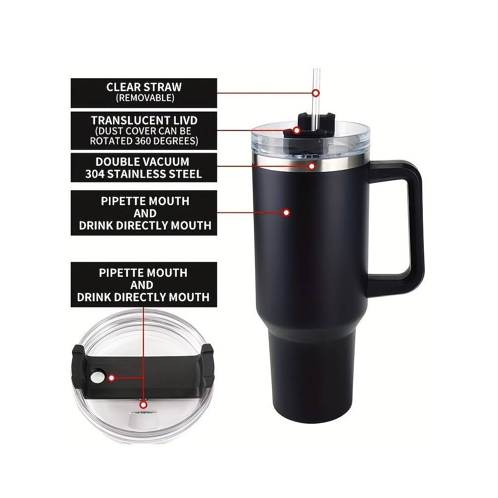 Tumbler Termokopp 1200 ml med håndtak, lokk og sugerør | Skanto