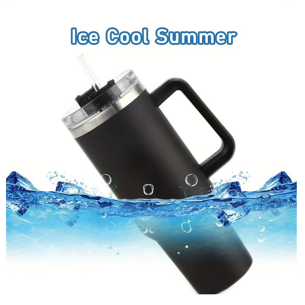 Tumbler Termokopp 1200 ml med håndtak, lokk og sugerør | Skanto