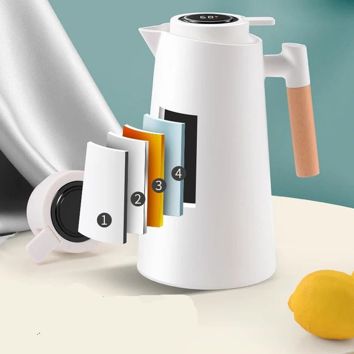 Skanto | ThermoWood – Smart Isolert Termoskanne med Digital Temperaturvisning & Trehåndtak