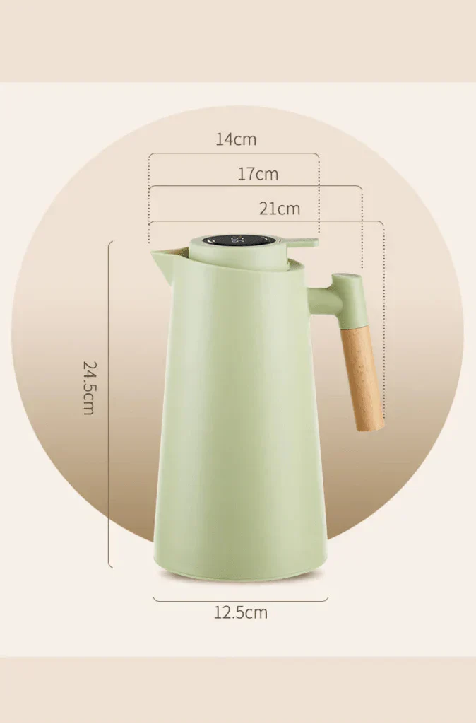 Skanto | ThermoWood – Smart Isolert Termoskanne med Digital Temperaturvisning & Trehåndtak