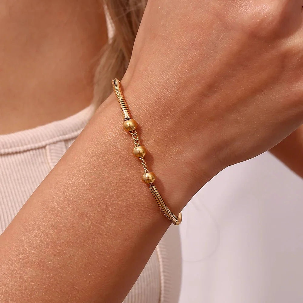 Skanto | Tykk Slangesmykke Perlekjede og Armbåndsett