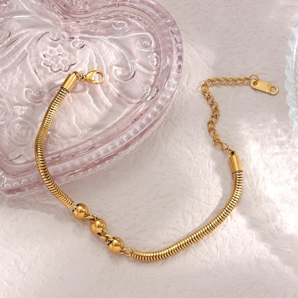 Skanto | Tykk Slangesmykke Perlekjede og Armbåndsett