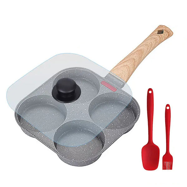 Tykk Omelett Stekepanne med Lok Nonstick 4 Kopper Pannekakepanne | Skanto