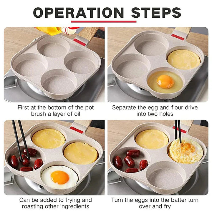 Tykk Omelett Stekepanne med Lok Nonstick 4 Kopper Pannekakepanne | Skanto