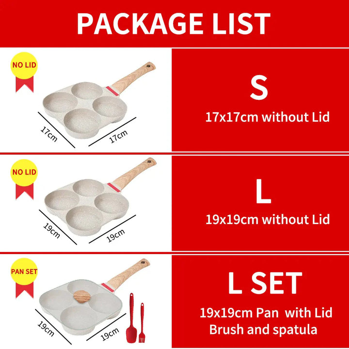 Tykk Omelett Stekepanne med Lokket Nonstick 4 Kopper Pannekakepanne | Skanto