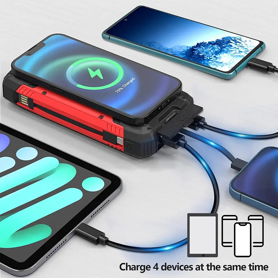Skanto | 30000mAh Solenergi Lader Trådløs Vanntett Power Bank Ekstern