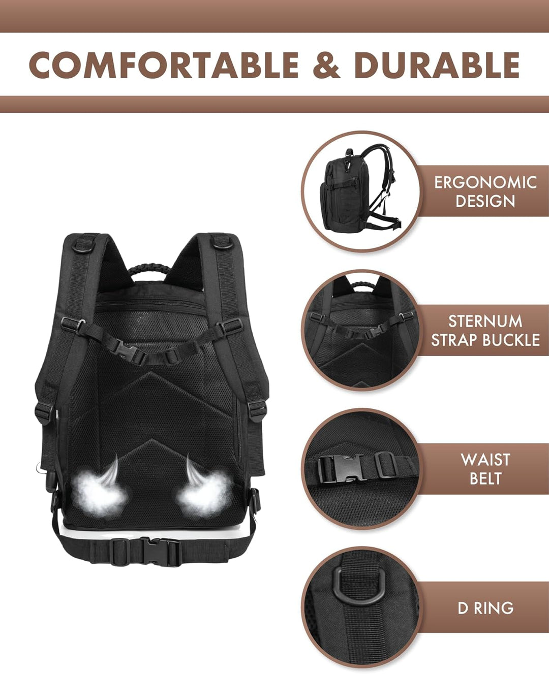 35L Utendørs Taktisk Ryggsekk med Molle System og Laptop Oppbevaring | Skanto