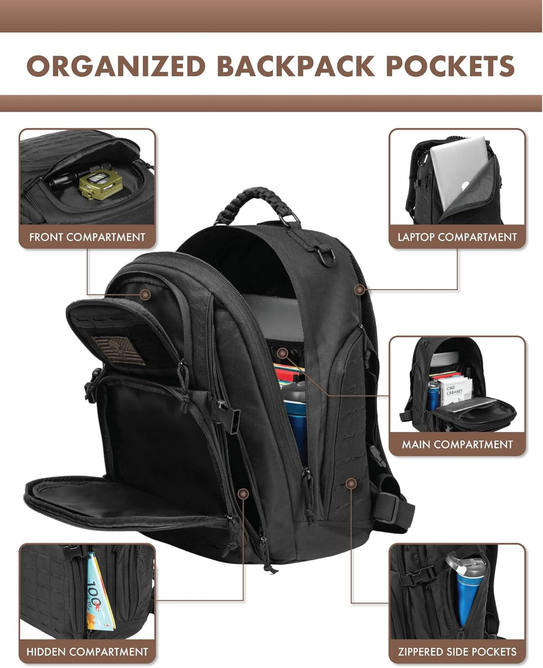 35L Utendørs Taktisk Ryggsekk med Molle System og Laptop Oppbevaring | Skanto