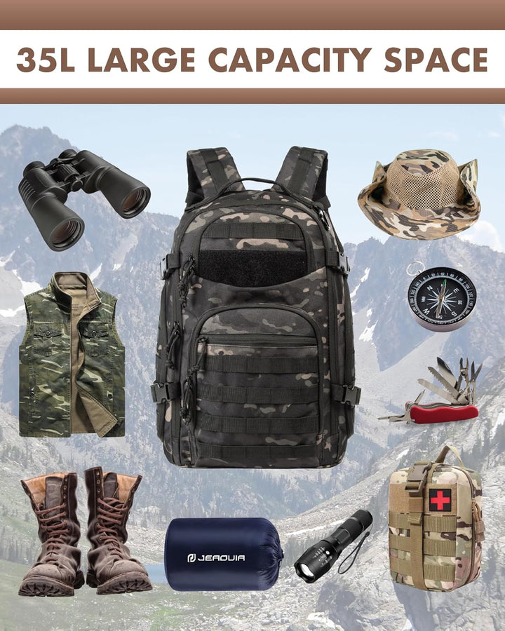 35L Utendørs Taktisk Ryggsekk med Molle System og Laptop Oppbevaring | Skanto