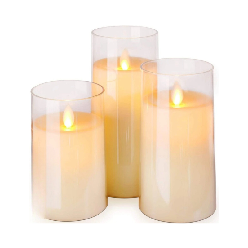 Skanto | LED Ambient Candle Lights | Realistisk Flamme Aura, Tilpassbar Lysstyrke & Timerinnstillinger for Hjemmedekorasjon og Arrangementer