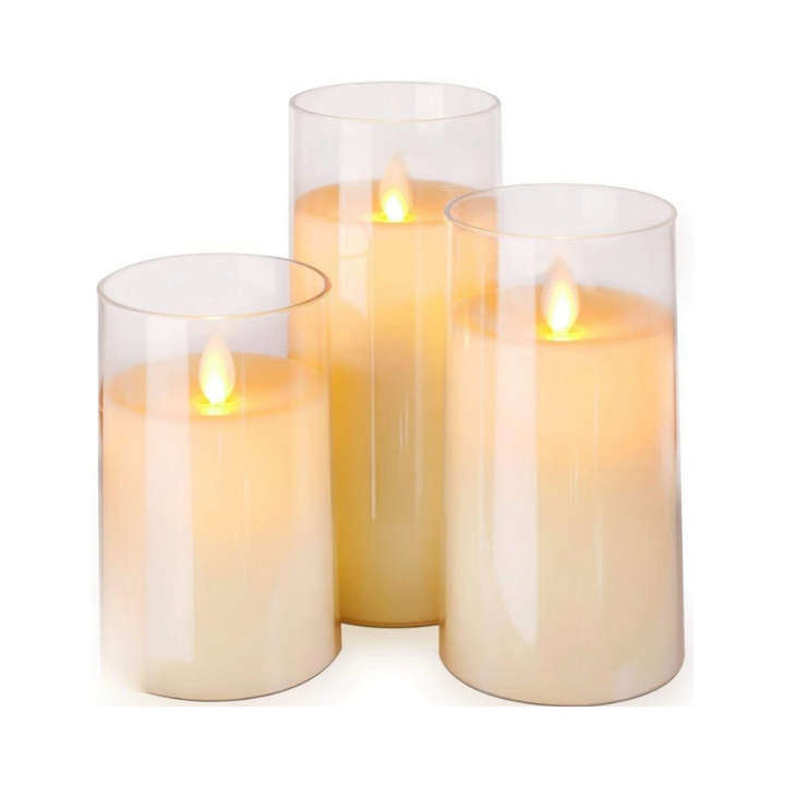 Skanto | LED Ambient Candle Lights | Realistisk Flamme Aura, Tilpassbar Lysstyrke & Timerinnstillinger for Hjemmedekorasjon og Arrangementer