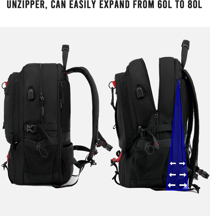 60L Vanntett Reisedatamaskinryggsekk med USB-port og Skoforening | Skanto