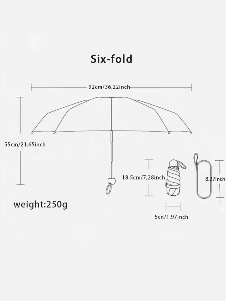 Skanto | Reiseparaply Kompakt Lett Portable UK Sterk Vanntett Sammenleggbare Paraplyer Med 6 Ribbe Reinforced
