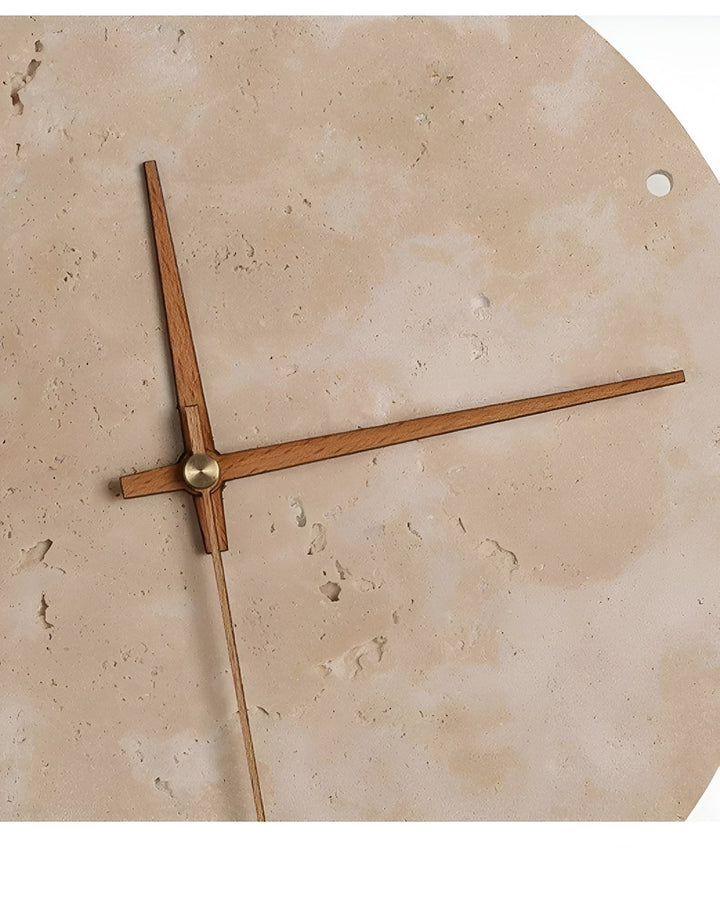 Travertine Veggklokke med LED Lys – Minimalistisk & Dekorativ | Høy- Kvalitets Naturlig Stein Klokke | Skanto