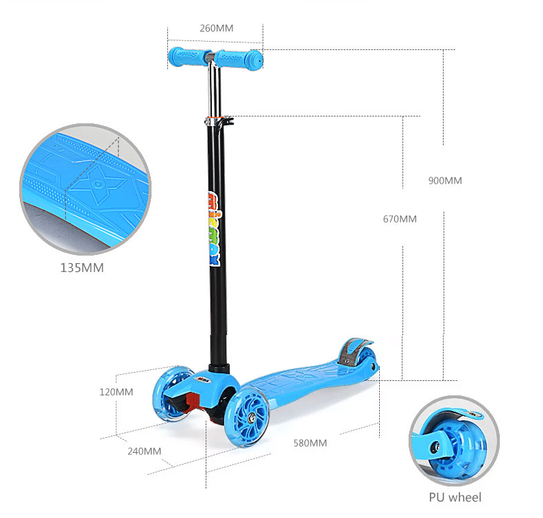 Roller 3 hjul med LED-lys (Blå eller Rosa) | Skanto