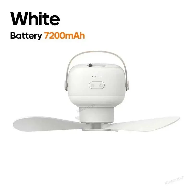 7200mAh Utendørs Campingvifte – Trådløs Takvifte med LED-lys & Fjernkontroll | Skanto