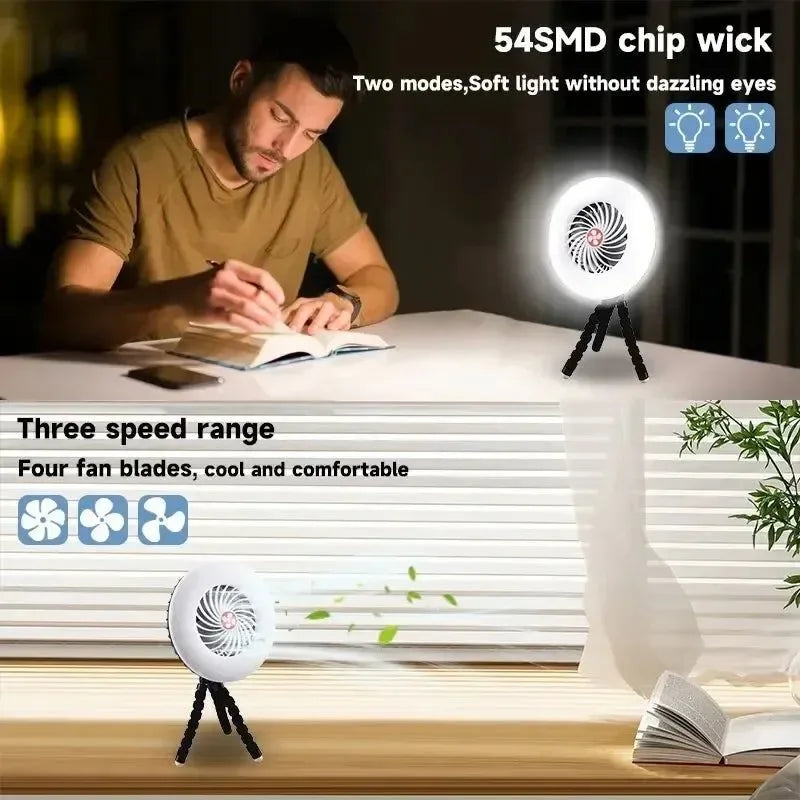 Multifunksjonelt Campingverktøy - TYPE-C/solenergidrevet ladning LED campinglys vifte | Skanto
