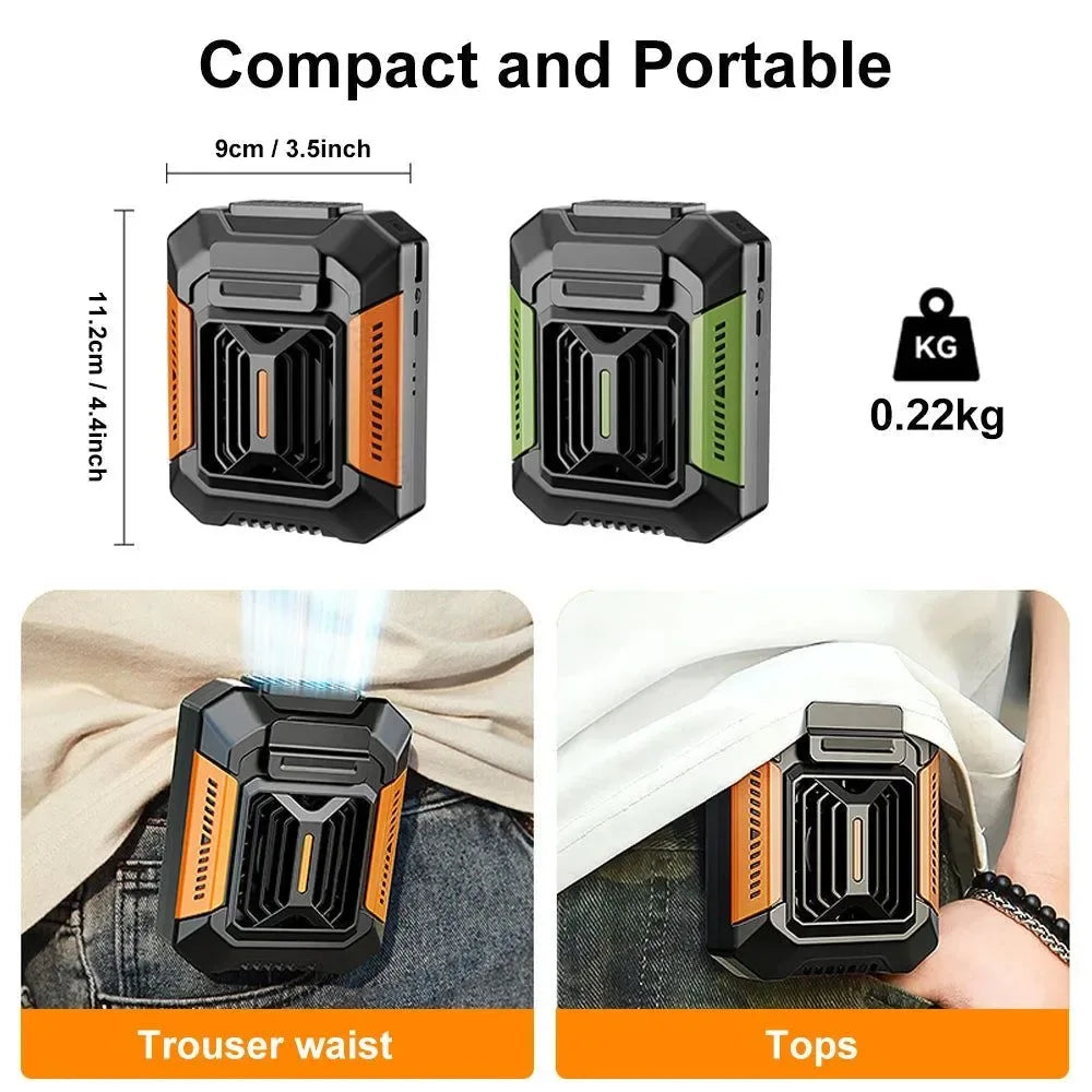 Bærbar midjeclipsvifte | USB-oppladbar hengende vifte for utendørs, camping, løping, sport | Skanto