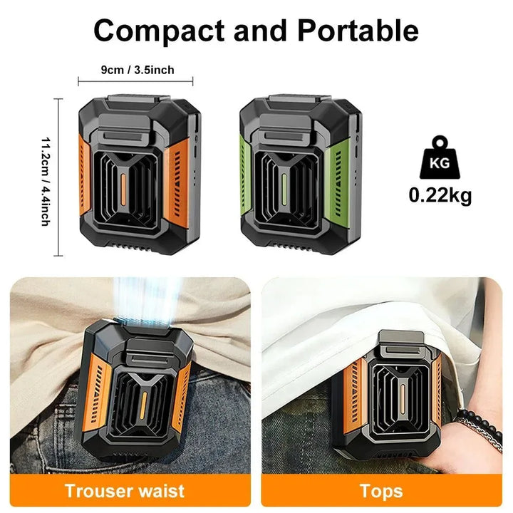 Bærbar midjeclipsvifte | USB-oppladbar hengende vifte for utendørs, camping, løping, sport | Skanto