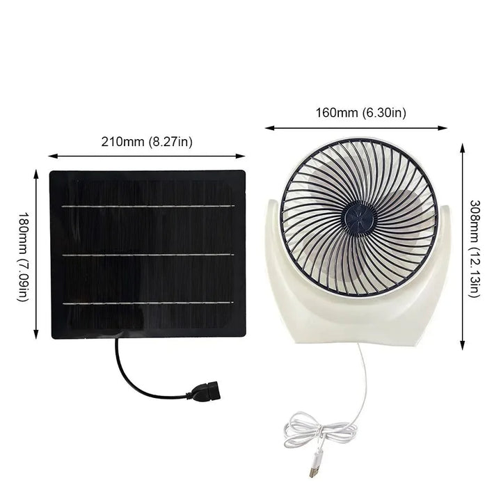 Solcelldrevet campingvifte med USB - Bærbar solvifte for utendørs camping, fotturer, fiske, reise | Skanto