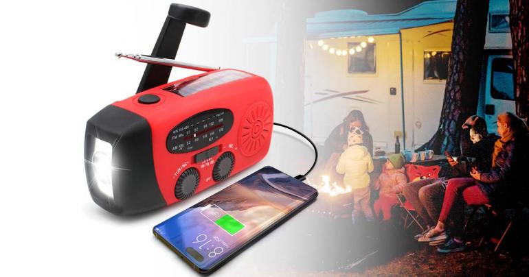 Skanto | Alt-i-ett nødradio med solenergi og powerbank – Vær forberedt når som helst, hvor som helst